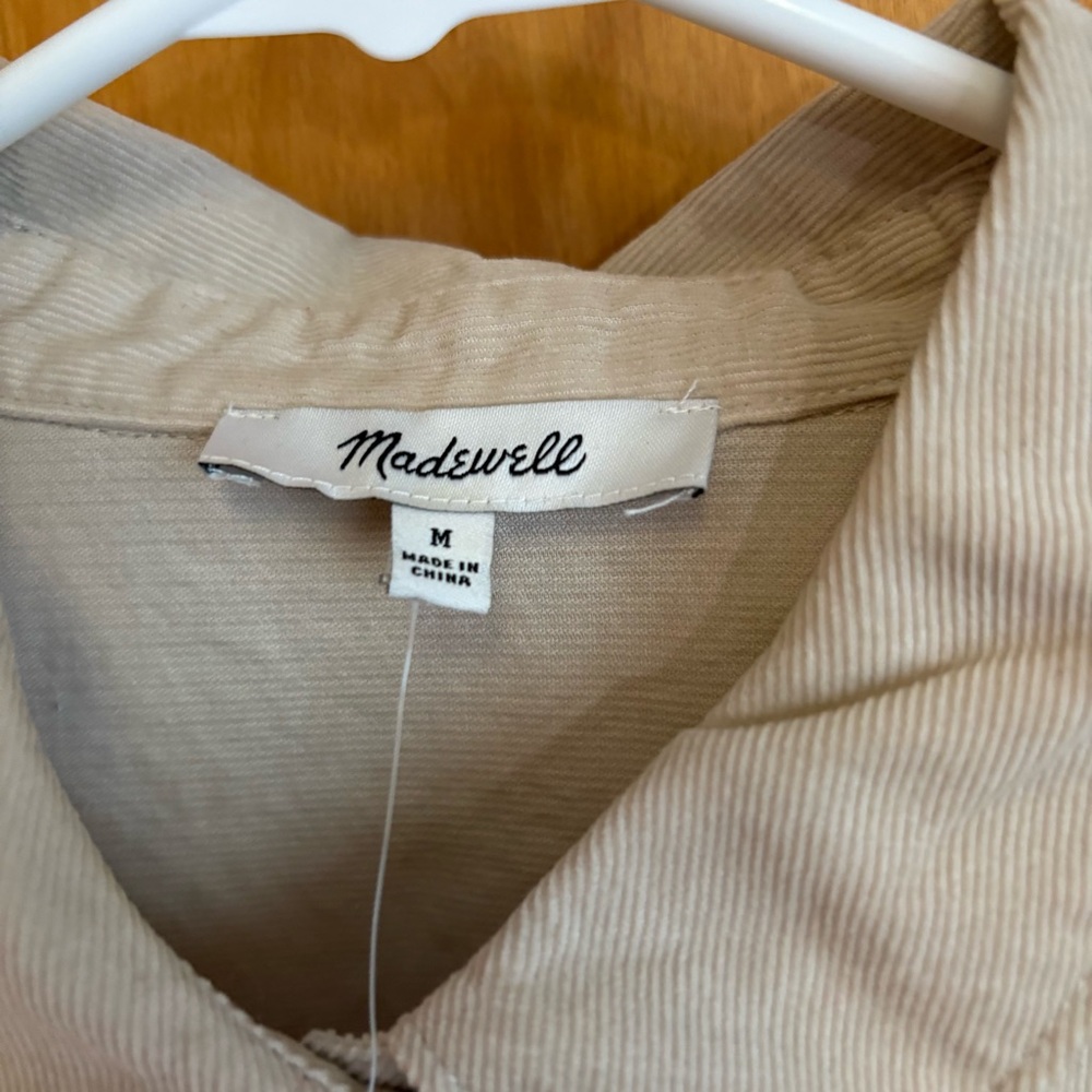 NWT Madewell Beige High-Low Corduroy Shirt in women’s size medium‎ - Picture 2 of 9